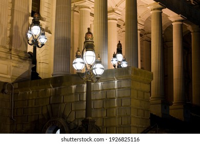 Night Image Of The Parliament House Of Victoria In Spring Street Melbourne, Australia.