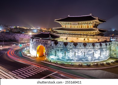 The Night  Janganmun Gate,suwon ,Korea Traditional Landmark Su-won Castle