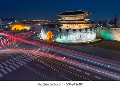 The Night Janganmun Gate,suwon ,Korea Traditional Landmark Suwon Castle