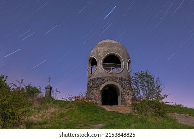Night landscape long exposure in Bohemian Switzerland, Lookout tower Ruzenka, late spring in Czech Republic 2022 - Shutterstock ID 2153848825