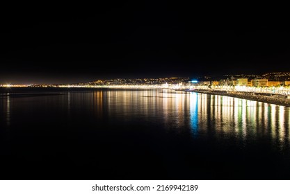 Night Landscape Of Nice City, French Riviera, France 08-10-2021