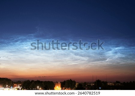  Night landscape with silver clouds.