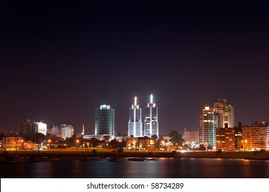 Night life of Montevideo town. Summer, Uruguay. - Powered by Shutterstock