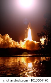 Night liftoff. The elements of this image furnished by NASA.