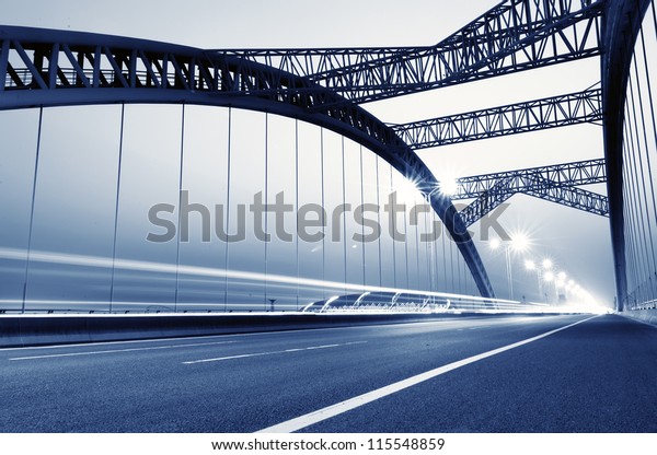 the\
night of modern bridge, the lights formed a\
line.