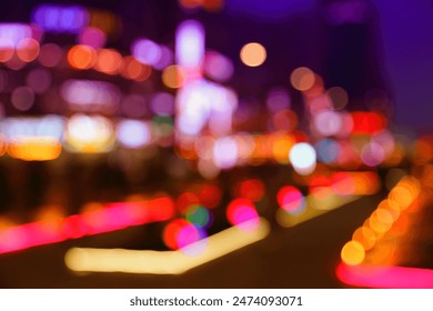 Night neons defocused city. Night abstract city background of Haeundae district in Busan, South Korea. - Powered by Shutterstock