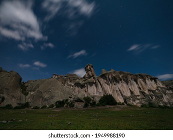 Night Nocturnal Panorama View Of Marcahuasi Andes Plateau Meseta Rock Formations Mountain Hill Valley Nature Landscape San Pedro De Casta Lima Peru In South America