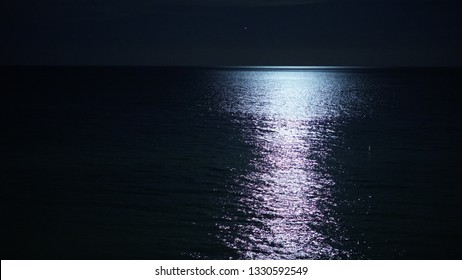 Night Ocean And Moonlight