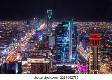 Night panorama of business district of Riyadh city, Al Riyadh, Saudi Arabia - Powered by Shutterstock