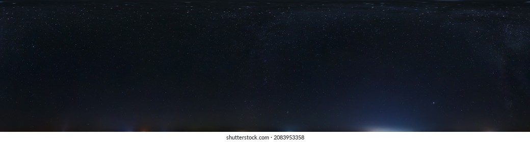 night panorama of firmament with stars and milky way. Seamless panorama with zenith for use in 3d graphics or game development as sky dome or edit drone shot for sky replacement - Shutterstock ID 2083953358