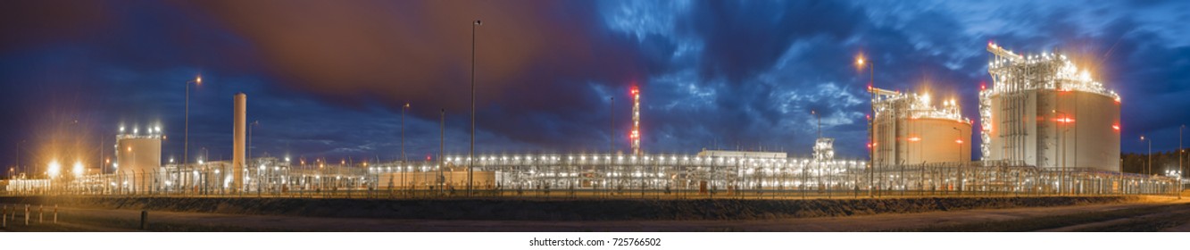 Night Panorama Of Lng Terminal