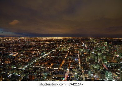 Night panorama of Toronto megalopolis