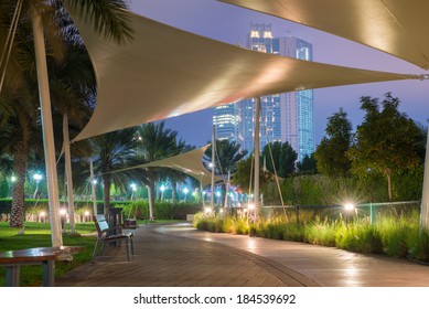 Night Park In Abu Dhabi Near The Waterfront