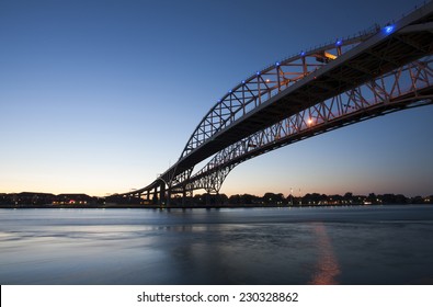 Night Photo Blue Water Bridge Ontario Michigan Sarnia Port Huron