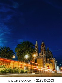 Night Photo Of The Catholic Church In Doctor Mora Guanajuato Mexico