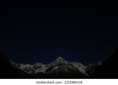 Night Photo Towards Weisshorn, Camping Near Zermatt