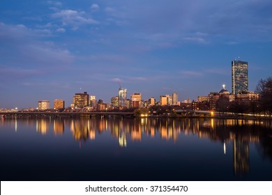Night reflection at Back bay,Boston