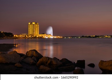 Night Scape Of Jeddah City Fountain 