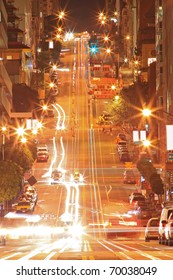 Night Scene Of California Street In San Francisco