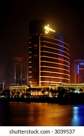 The Night Scene Of Casino Wynn In Macau