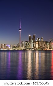 Night Scene Of Downtown Toronto During Early Winter Time