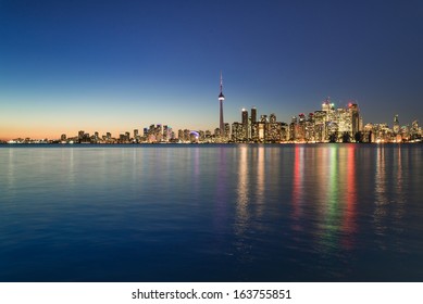 Night Scene Of Downtown Toronto During Early Winter Time