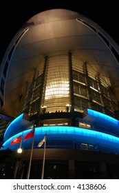 Night Scene Of Hong Kong Convention And Exhibition Centre