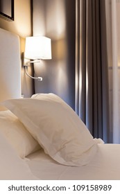 Night Scene In Hotel Room, Nightstand With Lamp