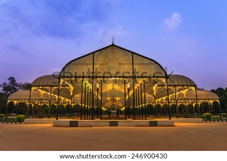 night scene of Lalbagh park in Bangalore City, India