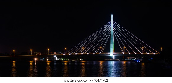 Night scene of link bridge in Lagos City, Nigeria