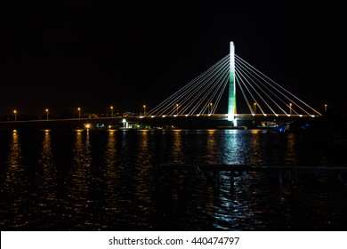 Night Scene Of Link Bridge In Lagos City, Nigeria