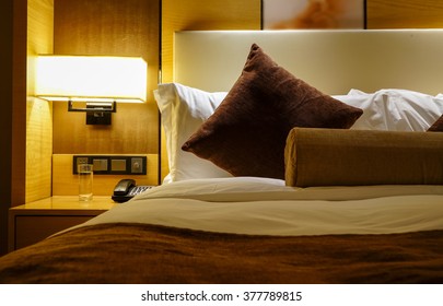 Night Scene Luxury Hotel Room Nightstand Stock Photo 377789815