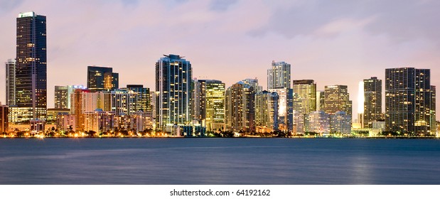 Night Scene Of Miami Buildings