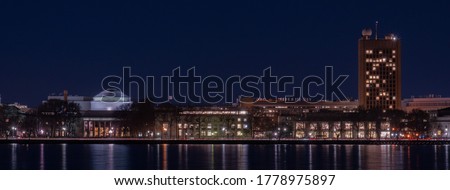 Night scene of MIT across Charles river.