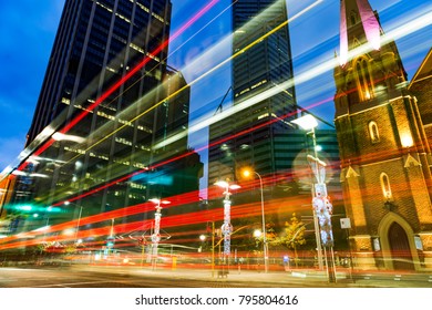 Night Scene Of  Sydney Central Business District.