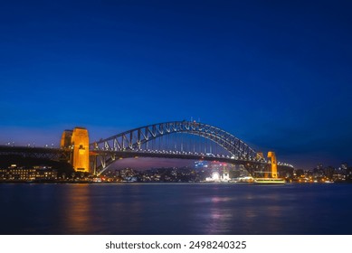 Night scene of Sydney harbour bridge located in Sydney, New South Wales, Australia - Powered by Shutterstock