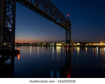 Night Scene Under Cape Cod Canal Railroad Bridge