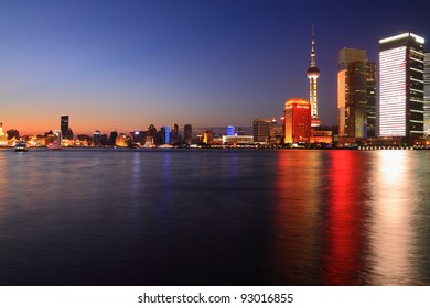 Night Scenery Of Shanghai Financial District,China