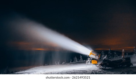 night shift snowgun during process