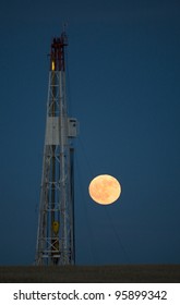 Night Shot Drilling Rig Potash Mine Saskatchewan Canada