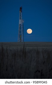 Night Shot Drilling Rig Potash Mine Saskatchewan Canada