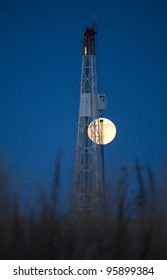 Night Shot Drilling Rig Potash Mine Saskatchewan Canada