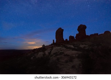 Night Shot Of The Garden Of Eden, Arches National Park, UT