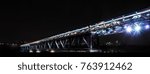 Night shot of the lights on the High Level Bridge in Edmonton, Alberta, Canada. 