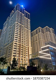 Night Shot Of Tall Buildings In Hyderabad