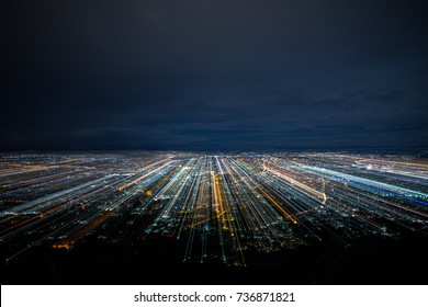 night shot from view point. Concept for digital town