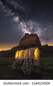 Night Skies Over Old Covered Wagon, Nebraska