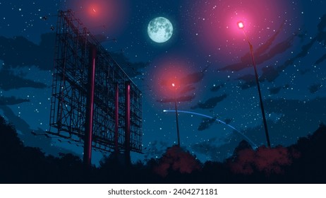 night sky anime  beside tower png