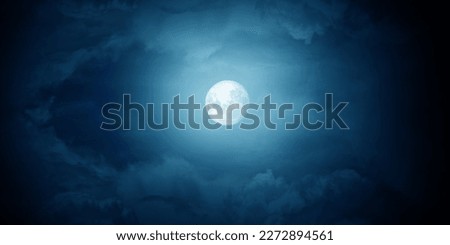 Night sky, clouds with full moon. Nature landscape