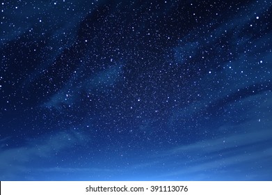 Night Sky With Clouds Fullly With The Star